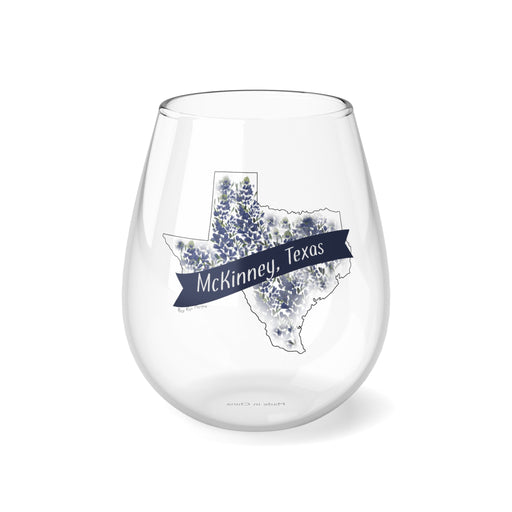 McKinney Texas Bluebonnet Stemless Wine Glass, 11.75oz
