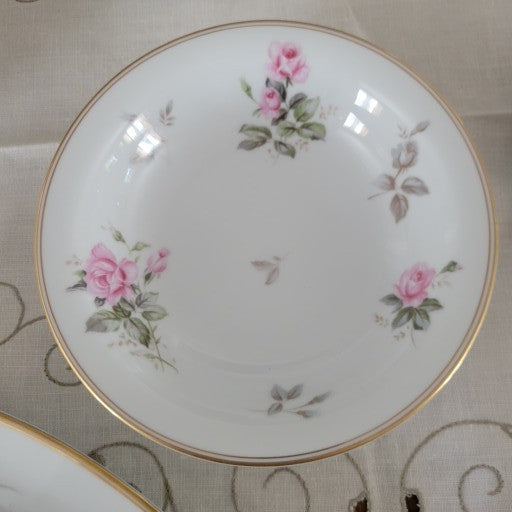 Noritake Rosa Porcelain Vintage China - Pink Roses, Buds, Taupe Leaves, Gold Accents - Elegant Dinnerware