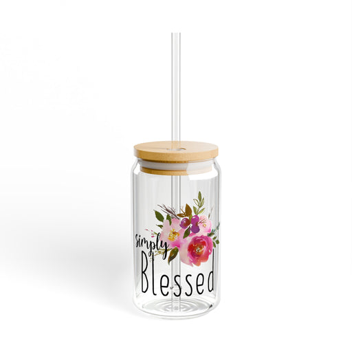 Simply Blessed 16 Ounce Sipper Glass