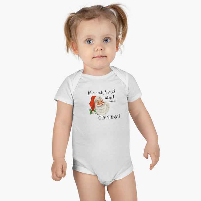 Who Needs Santa? When I have Grandma! Festive Christmas Baby Short Sleeve Onesie®, Snap Bottom Tee, Bodysuit