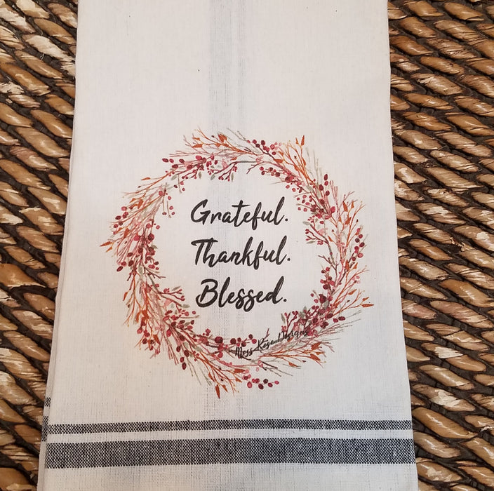 Grateful Thankful Blessed Kitchen Towel