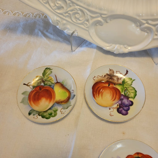 Lefton Butter Pat Plates Choice of 2 pairs Hand Painted Lefton Décor Plates Vintage Fruit Plates Original Sticker