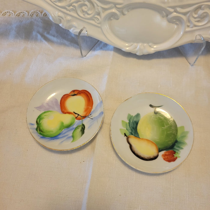 Lefton Butter Pat Plates Choice of 2 pairs Hand Painted Lefton Décor Plates Vintage Fruit Plates Original Sticker