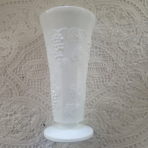 Mid Century Modern Harvest Grape Westmoreland 10" Vase - Vintage Milk Glass - Retro Home Decor
