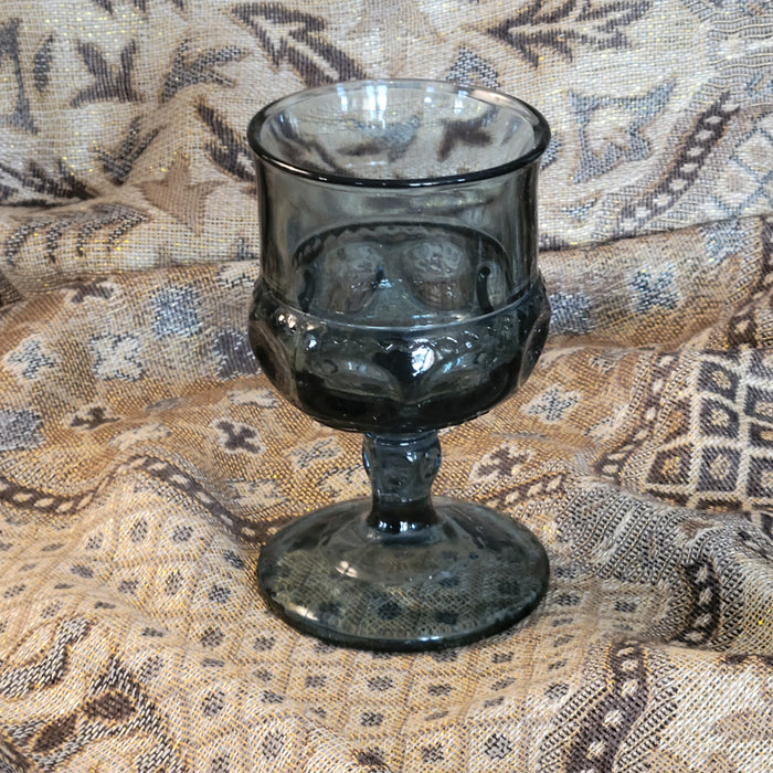Vintage Indiana Glass Kings Crown Thumbprint Sapphire Blue Small Goblet