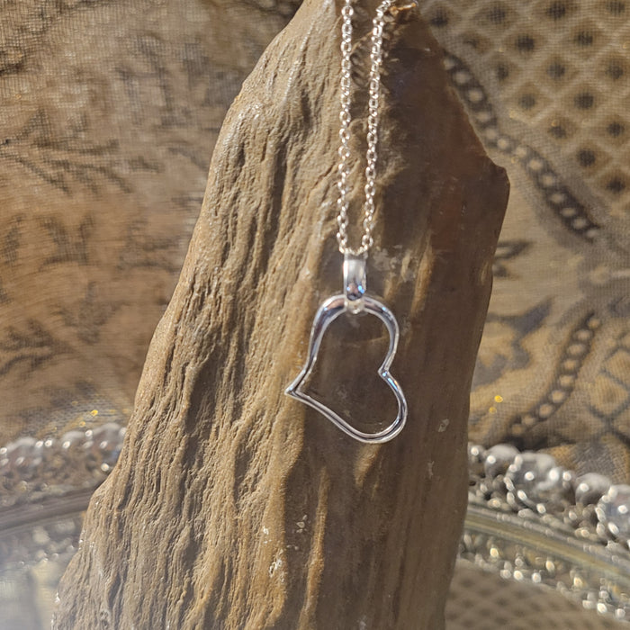 30mm Sterling Heart on a Fine 18-inch Chain Sterling Necklace