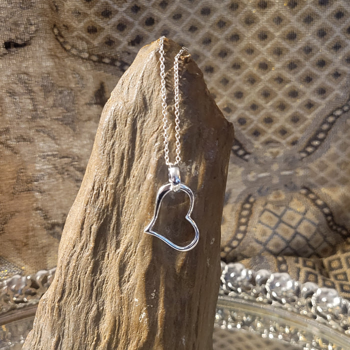 30mm Sterling Heart on a Fine 18-inch Chain Sterling Necklace