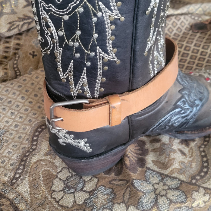 Silver & Turquoise Concho Decorated Western Cowboy Boot Belt