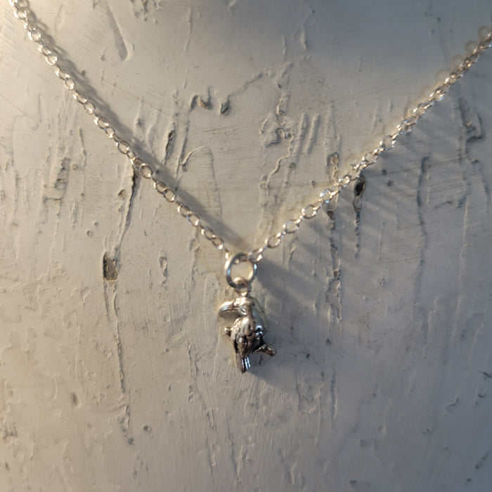 Dainty Toucan - Sterling Silver Charm on Fine 18-inch Chain Sterling Necklace