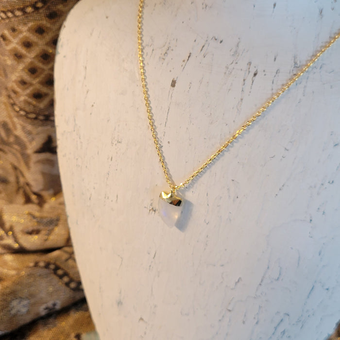 Quartz Faceted Curved Point with Electroplated Accent, 18 inch 18k Gold Filled 1.2 Rolo Chain with Lobster Claw Clasp