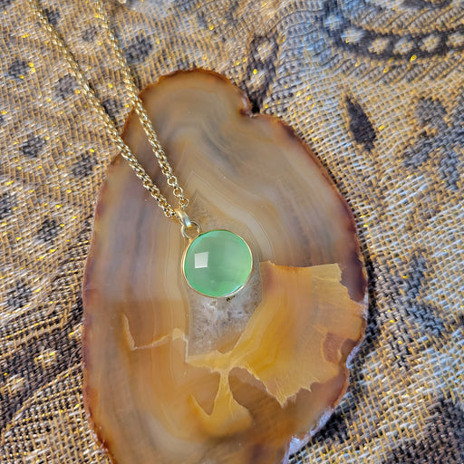 Peridot Faceted Round in Gold Bezel, 18 inch 18k Gold Filled 1.2 Rolo Chain with Lobster Claw Clasp