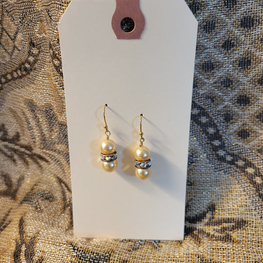 Golden Swarovski 8mm Pearls with Swarovski Crystal Rondelle Dangle Earrings Wedding Gift