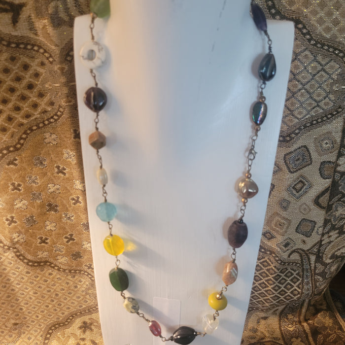 28 Inch Hand Wrapped Stone and Bead Necklace