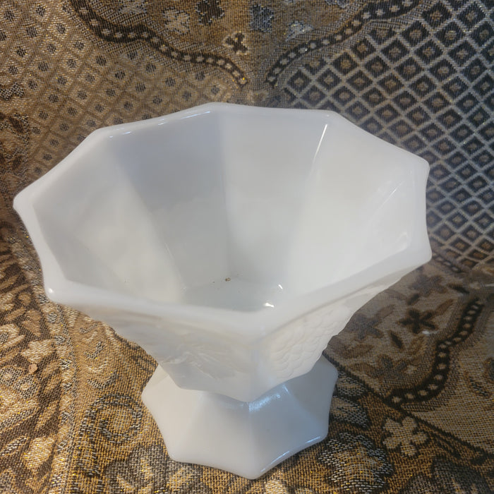 MCM Vintage Anchor Hocking Lidded Milk Glass Candy Dish Octagon