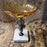 Amber Depression Glass Silver Tone Cherub Nut Dish on Marble Base 7" x 4.75"