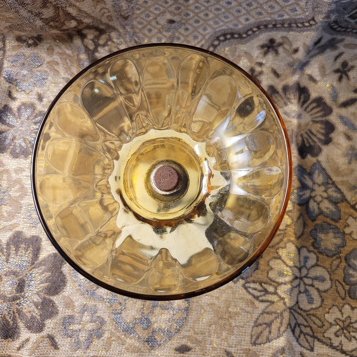 Amber Depression Glass Silver Tone Cherub Nut Dish on Marble Base 7" x 4.75"