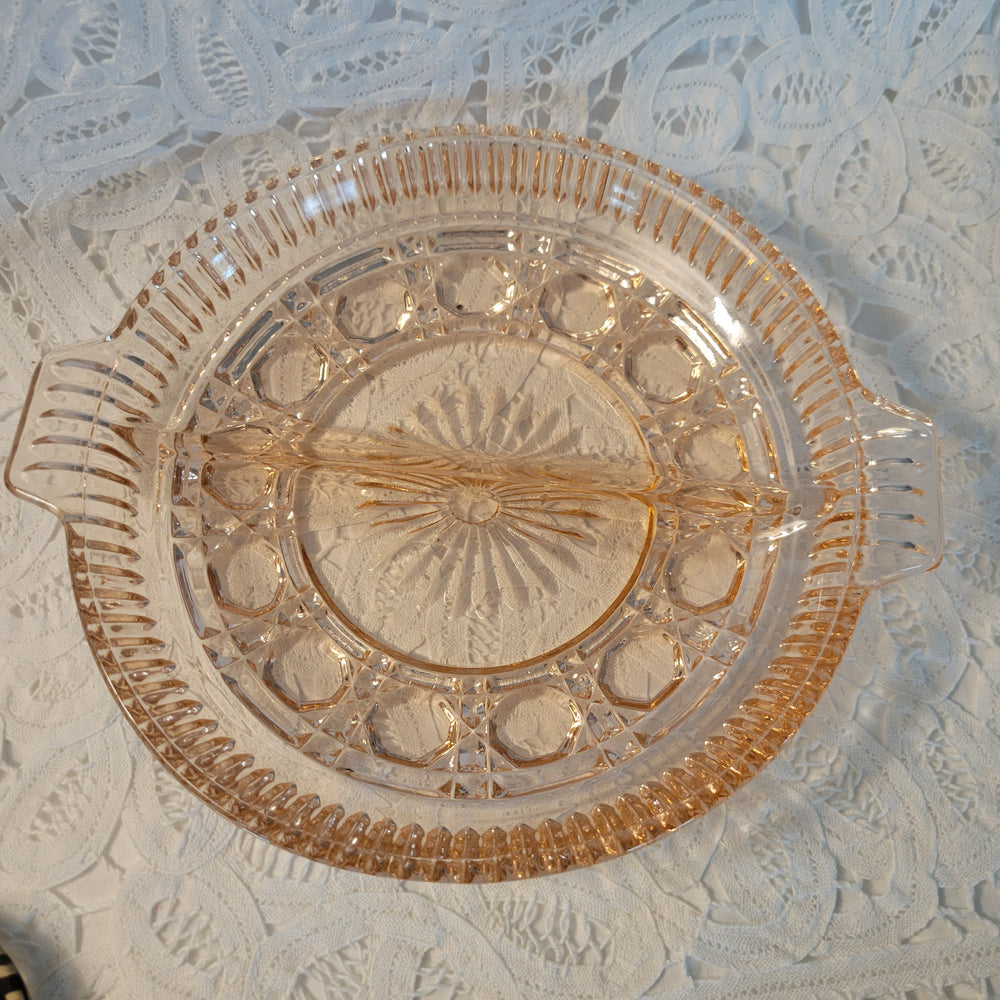 Indiana Glass Pink Windsor Divided Serving Plate