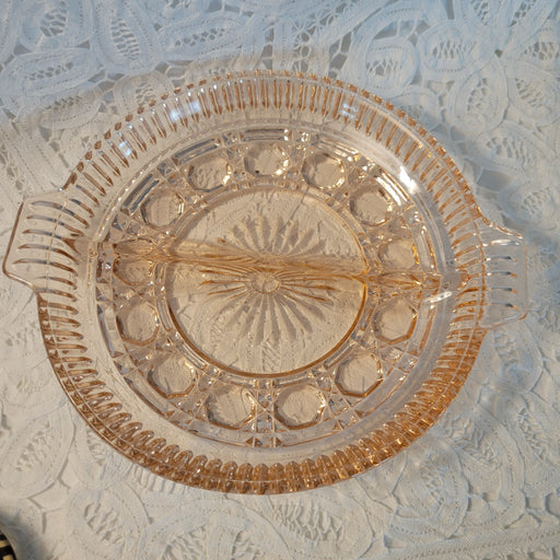 Indiana Glass Pink Windsor Divided Serving Plate
