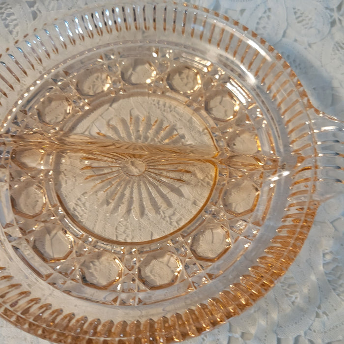 Indiana Glass Pink Windsor Divided Serving Plate