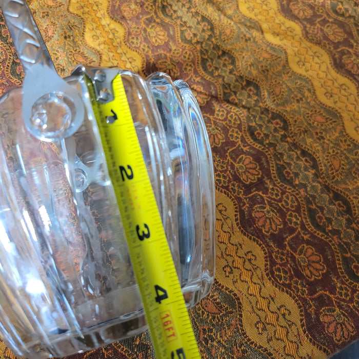 Heisey Crystolite Ice Bucket with Metal Tongs and Handle