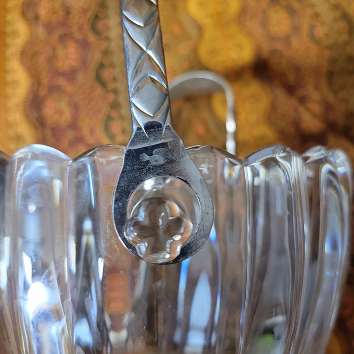 Heisey Crystolite Ice Bucket with Metal Tongs and Handle