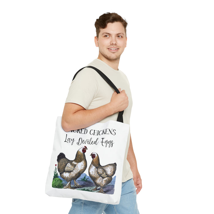 Wicked Chickens Lay Deviled Eggs Large Shopper Tote Bag (AOP)