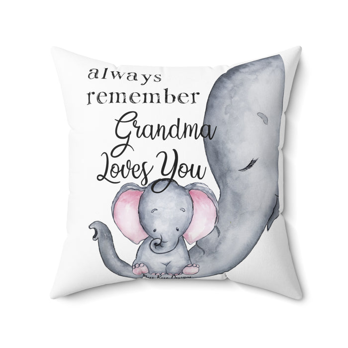 Always Remember Grandma Loves You Faux Suede Square Pillow