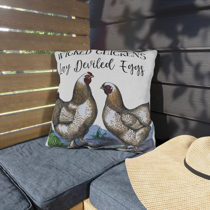 Wicked Chickens Lay Deviled Eggs Indoor - Outdoor Pillows