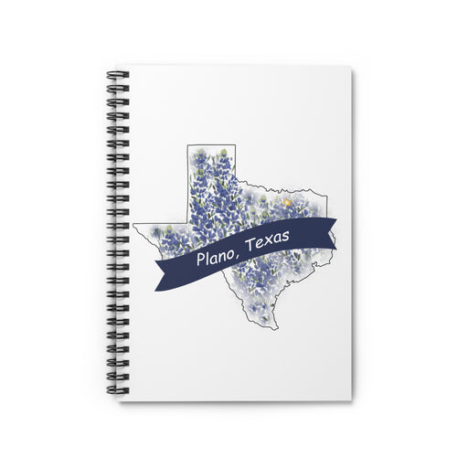 Plano, Texas Banner & Bluebonnets Spiral Notebook - Ruled Line