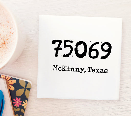 75069 Zip Code McKinney Texas Drink Barware Marble Coaster