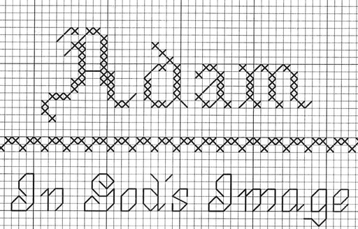 Cross Stitch Name Graph - Adam with Name Meaning and Scripture