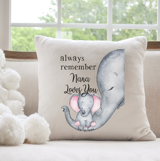 Always Remember Nana Loves You Without Floral 20x20 Cotton Duck Pillow - Moss Rose Designs