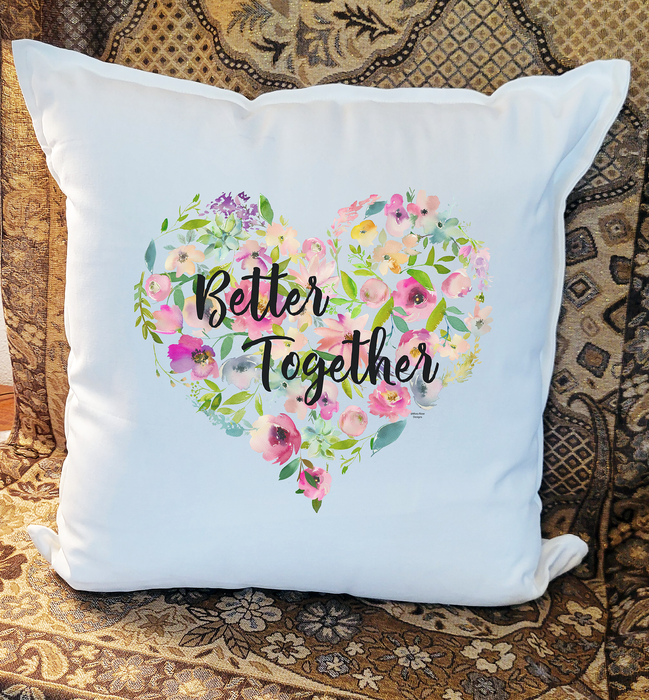 Better Together Floral Heart Pillow - Moss Rose Designs