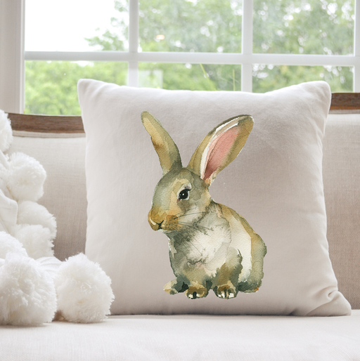 Bunny, Long Ear Rabbit, Farmhouse Easter Throw Pillow 20 x 20 inches Cotton Duck Cover