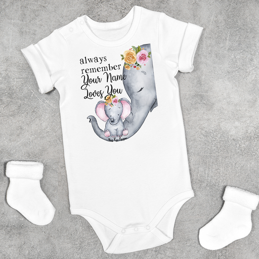 Always Remember Customized Baby Bodysuit with Choice of with or without Floral Detail