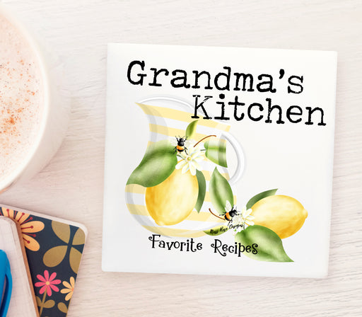 Grandma's Kitchen Always in Business 4x4 inches Marble Coaster