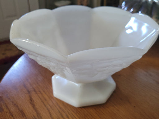 Indiana Colony Milk Glass Harvest Grape Compote Footed Bowl - Vintage Opaque White Glassware