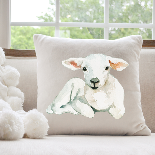 Lamb, Sheep,  Farmhouse Easter Throw Pillow 20 x 20 inches Cotton Duck Cover