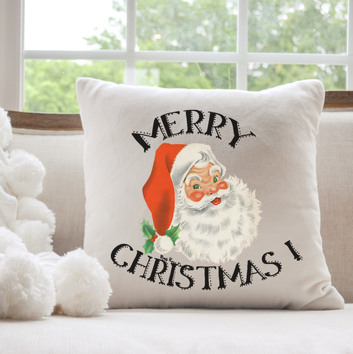 Retro Santa Wishes Merry Christmas Pillow - 20x20 Cotton Duck