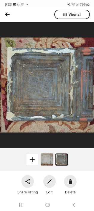 Ceiling Tin Tile Vintage Authentic Rustic Perfect for your Farmhouse Kitchen 12 by 16