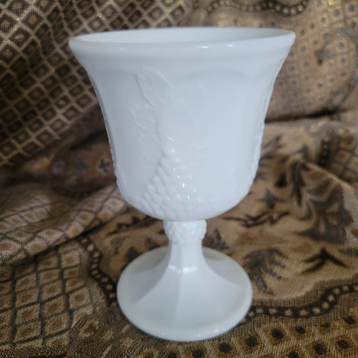 Indiana Glass Colony Harvest Grape Milk Glass Footed Goblet  Vintage/1950’s