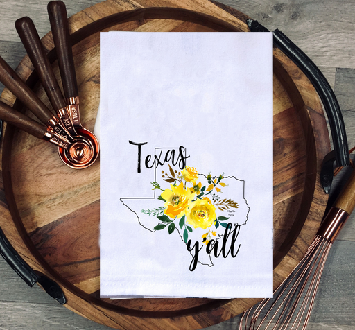 Yellow Rose of Texas Y'all Kitchen Towel