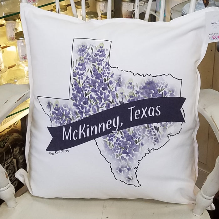McKinney Texas Bluebonnet Pillow 20x20 Cotton Duck
